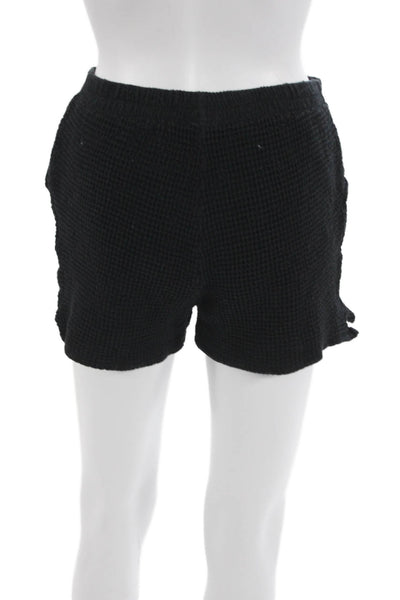 Donni Unisex Black Cotton Spandex Blend Button Front Beach Shorts Size M