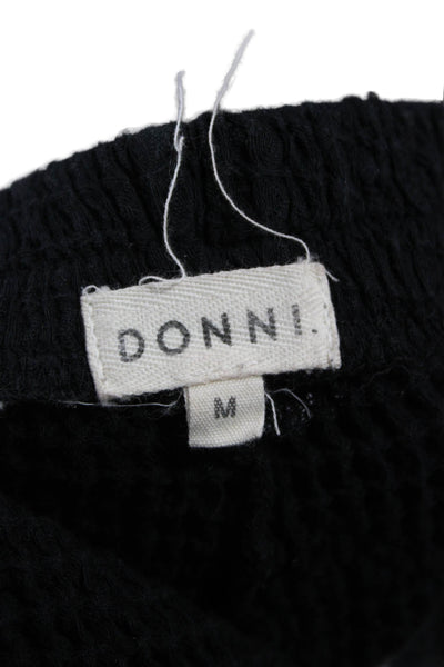 Donni Unisex Black Cotton Spandex Blend Button Front Beach Shorts Size M