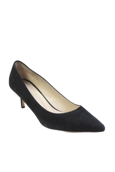 Theory Women's Pointed Toe Suede Pumps Shoes Black Size 39.5