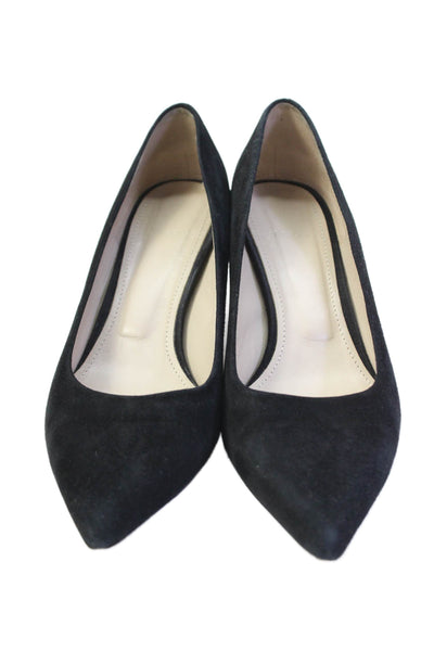 Theory Women's Pointed Toe Suede Pumps Shoes Black Size 39.5