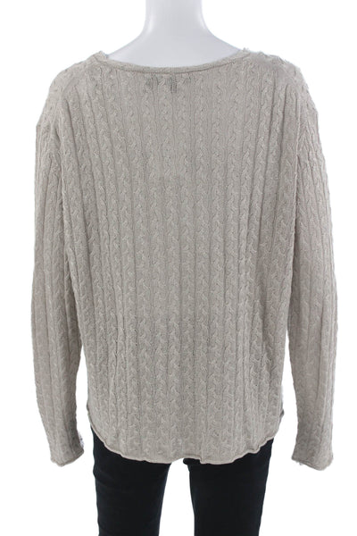 Theory Unisex Beige V-Neck Pullover Long Sleeve Size L