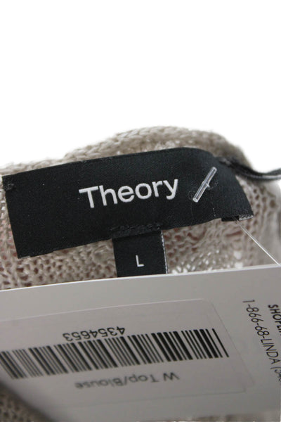 Theory Unisex Beige V-Neck Pullover Long Sleeve Size L