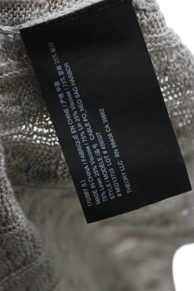 Theory Unisex Beige V-Neck Pullover Long Sleeve Size L