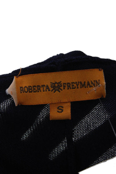 Roberta Freymann Unisex Cardigan Dark Blue Silk Cashmere 3/4 Sleeve Size S