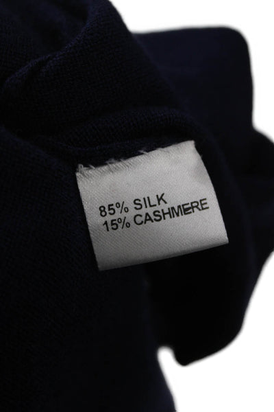 Roberta Freymann Unisex Cardigan Dark Blue Silk Cashmere 3/4 Sleeve Size S