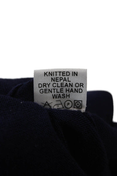 Roberta Freymann Unisex Cardigan Dark Blue Silk Cashmere 3/4 Sleeve Size S