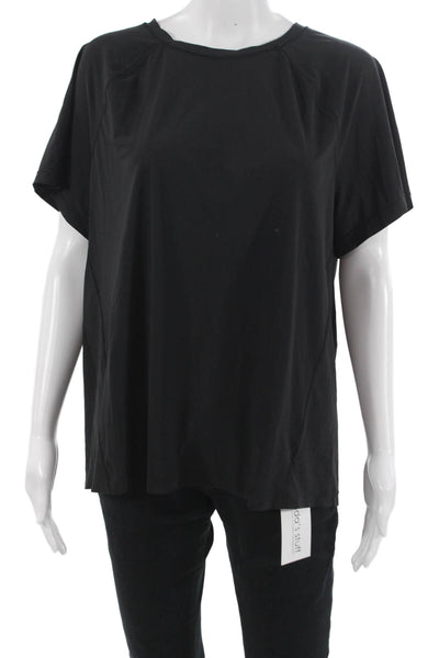 Athleta Women Basic T-Shirt Black Short Sleeve Crew Neck Size XL