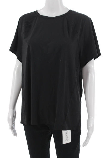 Athleta Women Basic T-Shirt Black Short Sleeve Crew Neck Size XL