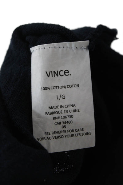 Vince Women Basic Striped Long Sleeve Tunic Dark Blue 100% Cotton Size L