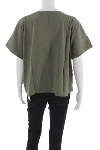 Athleta Women Green V-Neck Short Sleeve Basic T-Shirt 90% Supima Cotton Size 1X