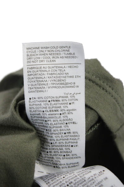 Athleta Women Green V-Neck Short Sleeve Basic T-Shirt 90% Supima Cotton Size 1X