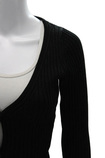 John Elliott Womens Cropped V-Neck Sweater Black Long Sleeve Designer Size 1