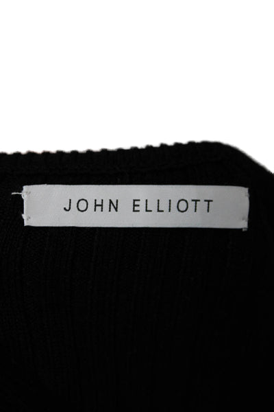 John Elliott Womens Cropped V-Neck Sweater Black Long Sleeve Designer Size 1