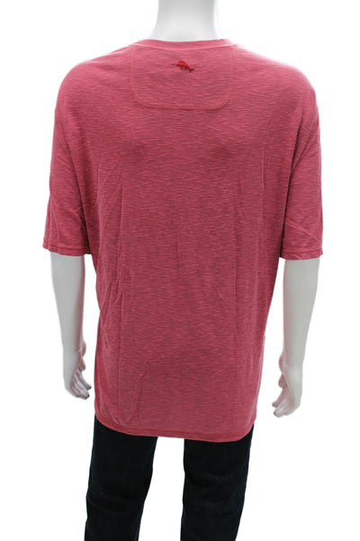 Tommy Bahama Mens Red Crew Neck Poly Blend T-Shirt Beach Size L