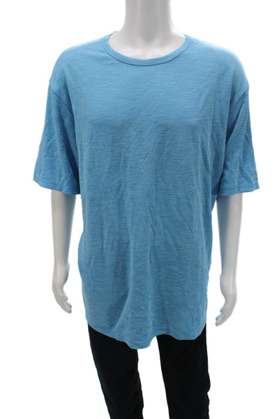 Tommy Bahama Mens T-Shirt Light Blue Striped Crew Neck Short Sleeve Size 3XL