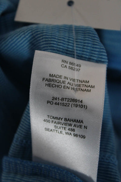 Tommy Bahama Mens T-Shirt Light Blue Striped Crew Neck Short Sleeve Size 3XL