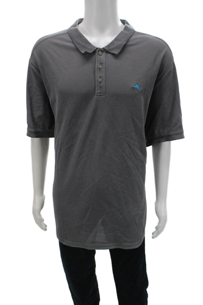 Tommy Bahama Mens Short Sleeves Polo Shirt Grey Size Extra Extra Extra Large Big