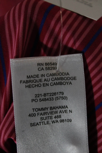 Tommy Bahama Mens Striped Polo Shirt Pink Blue Size Extra Extra Extra Large Big