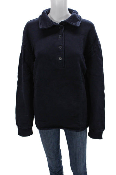 Zara Unisex Henley Sweatshirt Dark Blue 100% Cotton Long Sleeve Size XL