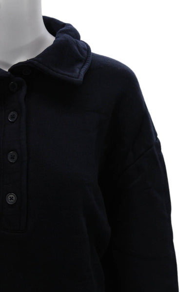 Zara Unisex Henley Sweatshirt Dark Blue 100% Cotton Long Sleeve Size XL