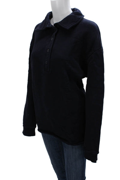 Zara Unisex Henley Sweatshirt Dark Blue 100% Cotton Long Sleeve Size XL