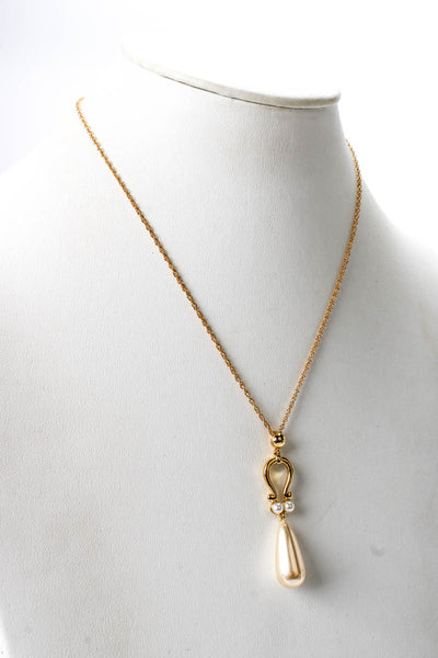 Marilyn Monroe Womens Gold Plated Imitation Pearl Pendant Necklace 18"