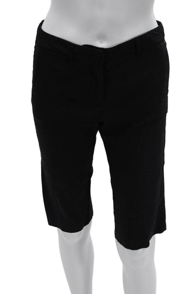 Theory Unisex Black Bermuda Chino Shorts Linen Blend Size 0