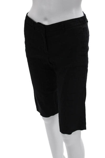Theory Unisex Black Bermuda Chino Shorts Linen Blend Size 0