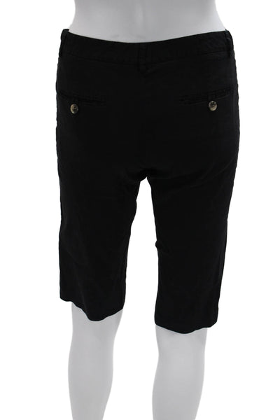 Theory Unisex Black Bermuda Chino Shorts Linen Blend Size 0