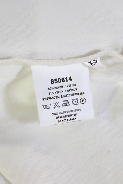 Ozai N Ku Womens Basic White V-Neck Short Sleeve T-Shirt Designer Size XS