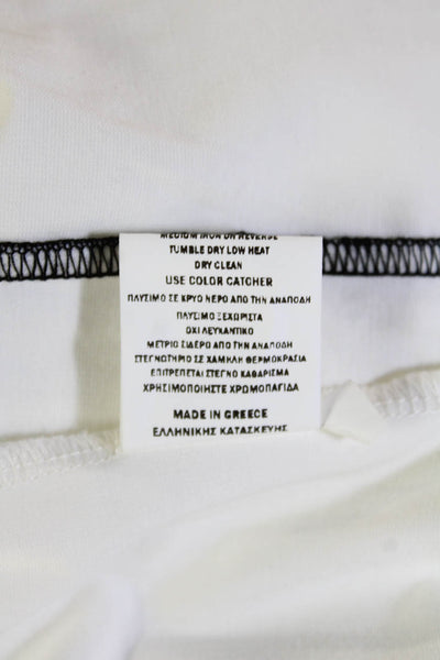 Ozai N Ku Womens Basic White V-Neck Short Sleeve T-Shirt Designer Size XS