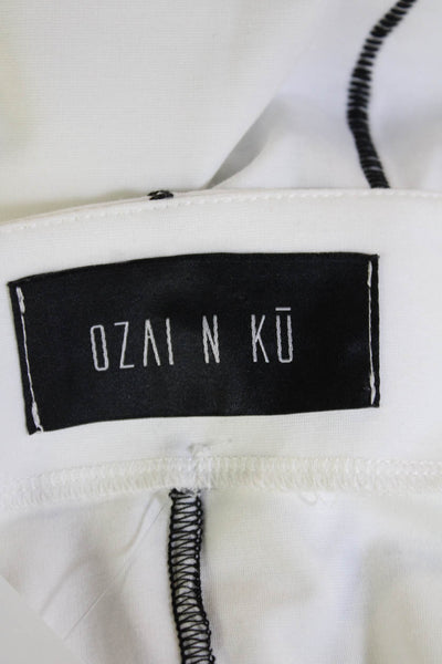 Ozai N Ku Womens Basic White V-Neck Short Sleeve T-Shirt Designer Size XS