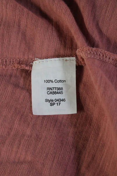 Madewell Women Pink V-Neck Short Sleeve Basic T-Shirt 100% Cotton Size XS