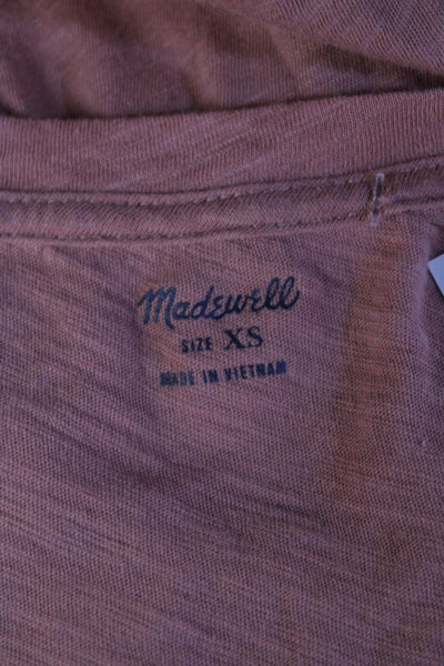 Madewell Women Pink V-Neck Short Sleeve Basic T-Shirt 100% Cotton Size XS