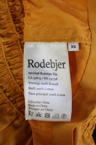 Rodebjer Women Cropped Camisole Yellow Square Neck Cotton Boho Solid Size XS
