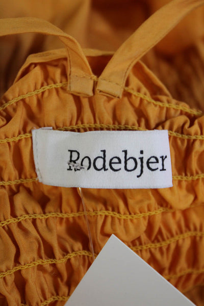 Rodebjer Women Cropped Camisole Yellow Square Neck Cotton Boho Solid Size XS