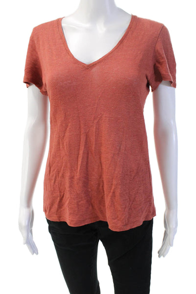 Banana Republic Women Brown V-Neck Short Sleeve Basic T-Shirt Size S