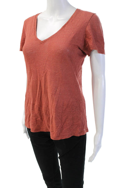 Banana Republic Women Brown V-Neck Short Sleeve Basic T-Shirt Size S