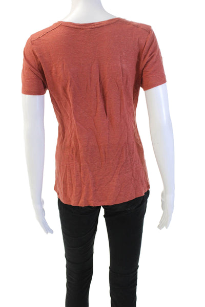 Banana Republic Women Brown V-Neck Short Sleeve Basic T-Shirt Size S