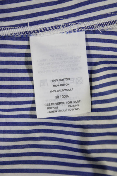 J Crew Women Tunic Blouse Blue Striped Long Sleeve 100% Cotton Size 6