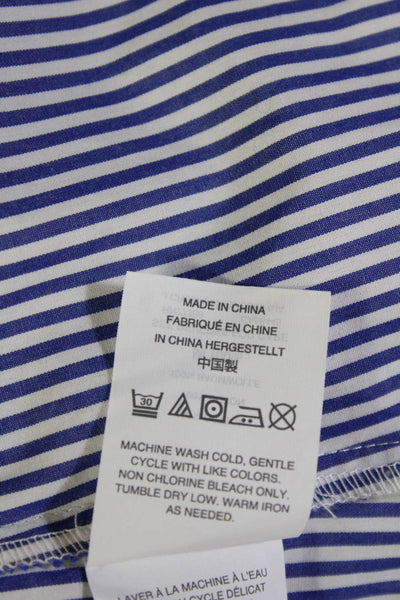 J Crew Women Tunic Blouse Blue Striped Long Sleeve 100% Cotton Size 6