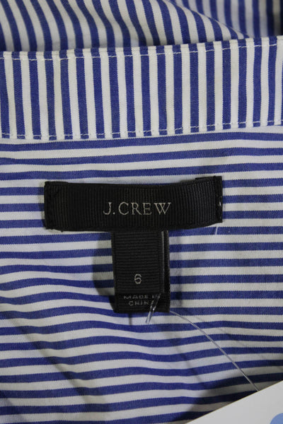 J Crew Women Tunic Blouse Blue Striped Long Sleeve 100% Cotton Size 6