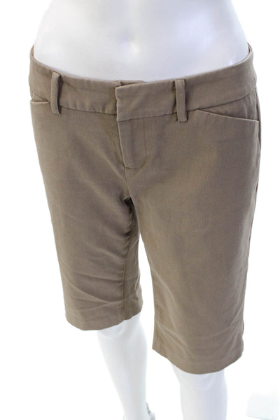 Ecru Unisex Bermuda Chino Shorts Beige Cotton Blend Solid Army Size 28
