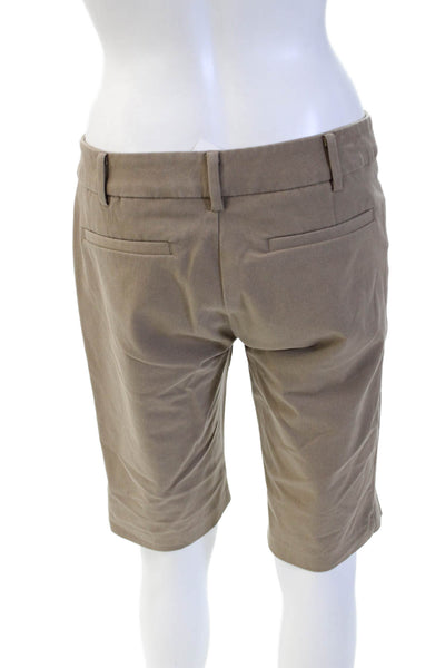 Ecru Unisex Bermuda Chino Shorts Beige Cotton Blend Solid Army Size 28