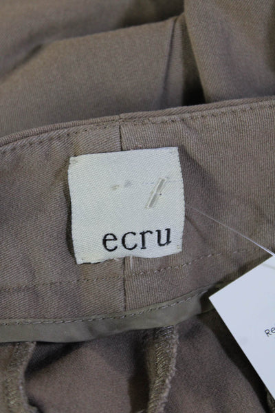 Ecru Unisex Bermuda Chino Shorts Beige Cotton Blend Solid Army Size 28