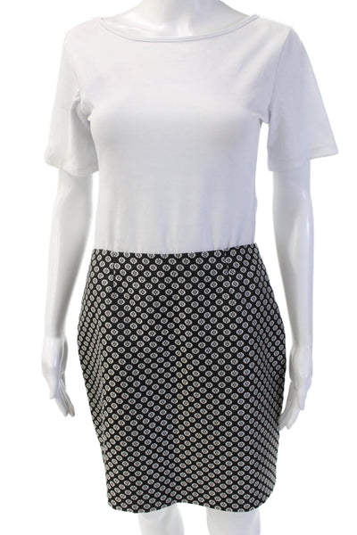 Garnet Hill Women Black Straight Pencil Geometric Skirt Polyester Cotton Size 4