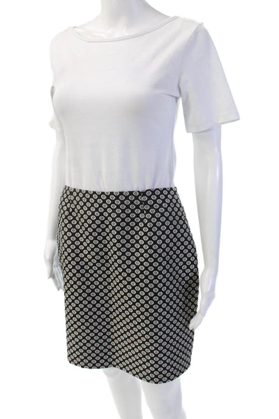 Garnet Hill Women Black Straight Pencil Geometric Skirt Polyester Cotton Size 4