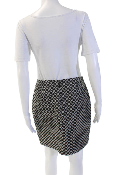 Garnet Hill Women Black Straight Pencil Geometric Skirt Polyester Cotton Size 4