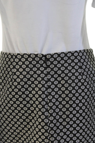 Garnet Hill Women Black Straight Pencil Geometric Skirt Polyester Cotton Size 4