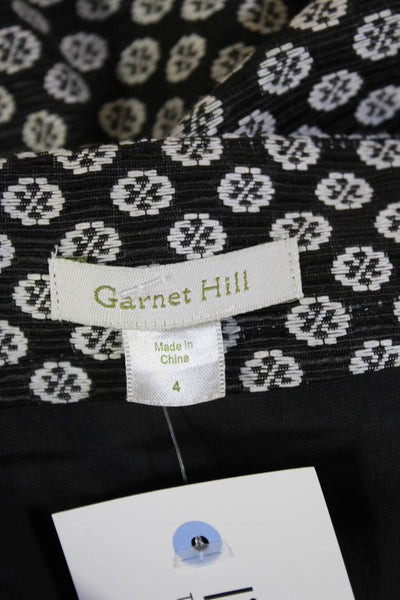 Garnet Hill Women Black Straight Pencil Geometric Skirt Polyester Cotton Size 4